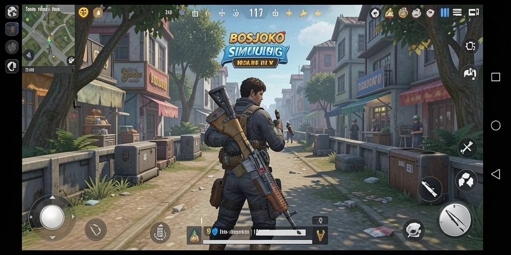 Tampilan gameplay menarik dari BOSJOKO yang penuh warna.