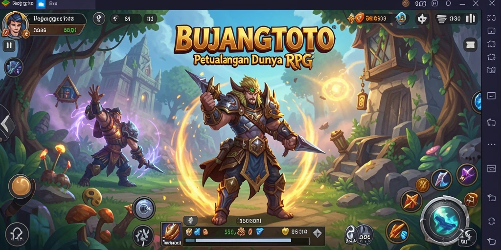 Menampilkan aksi seru dalam permainan RPG BUJANGTOTO.
