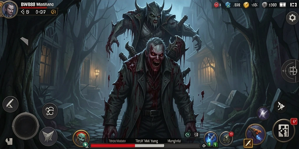 Screenshot gameplay BW888 menampilkan suasana Horror yang menegangkan.