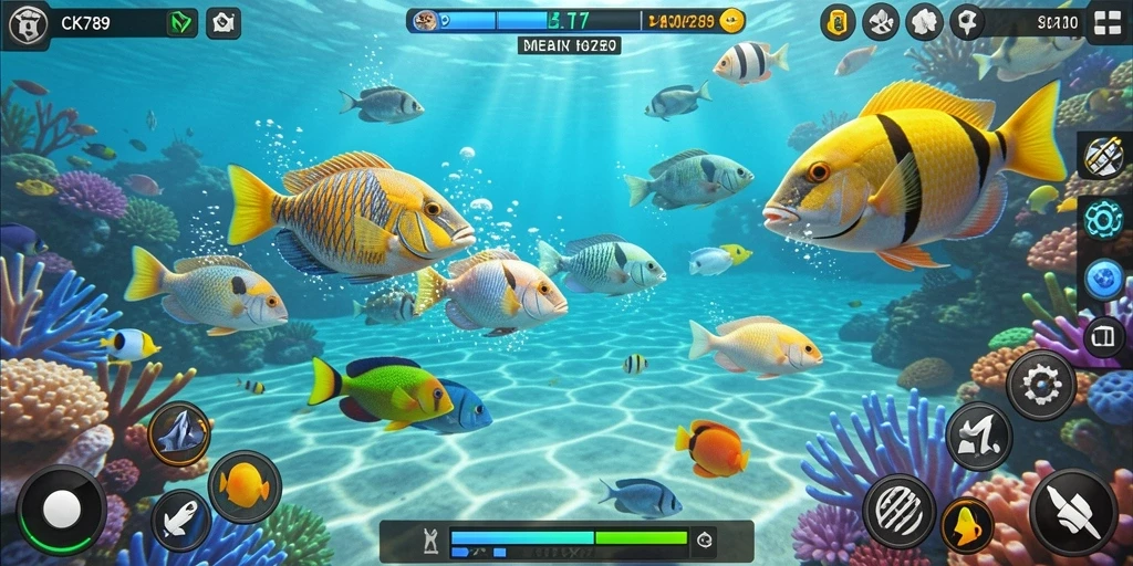 Screenshot gameplay CK789 dengan aksi tembak ikan yang seru.