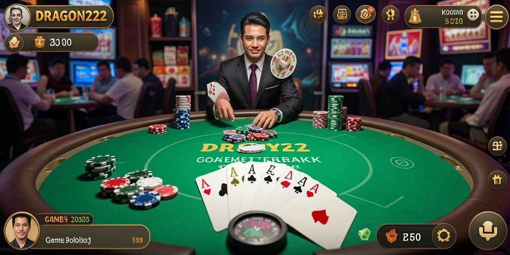 Tampilan gameplay Poker menegangkan dan penuh strategi di DRAGON222.