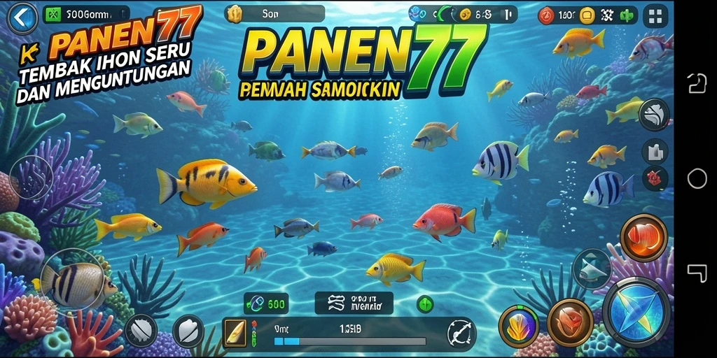 Tampilan gameplay menarik dari PANEN77 dengan aksi menembak ikan.