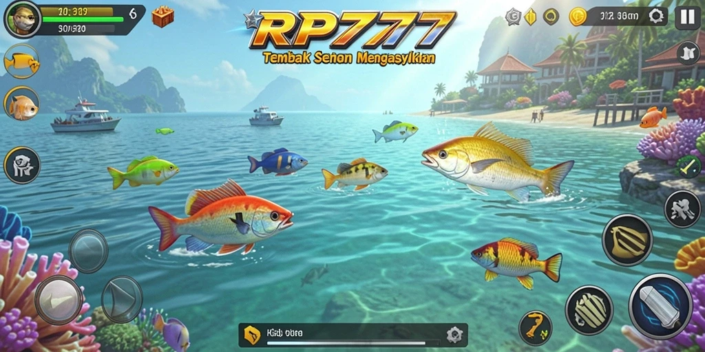 Tampilan gameplay menarik dari RP777 dengan aksi menembak ikan.