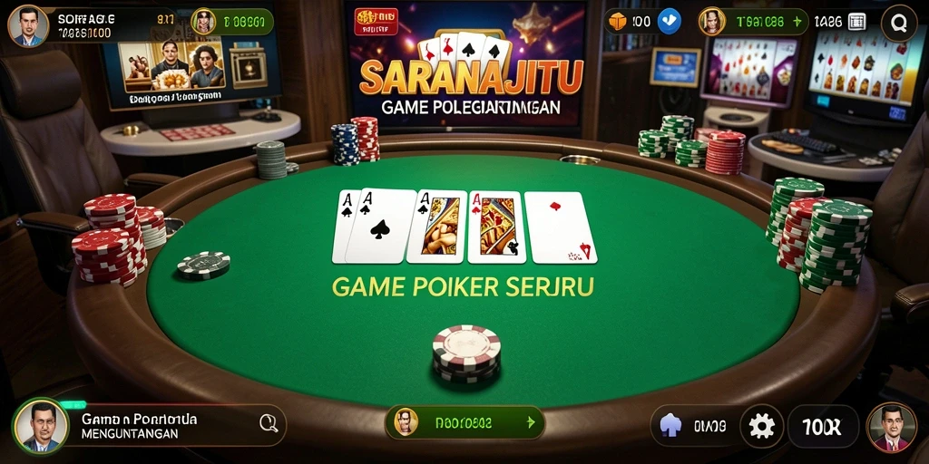 Tampilan gameplay menarik SARANAJITU dalam bermain Poker.