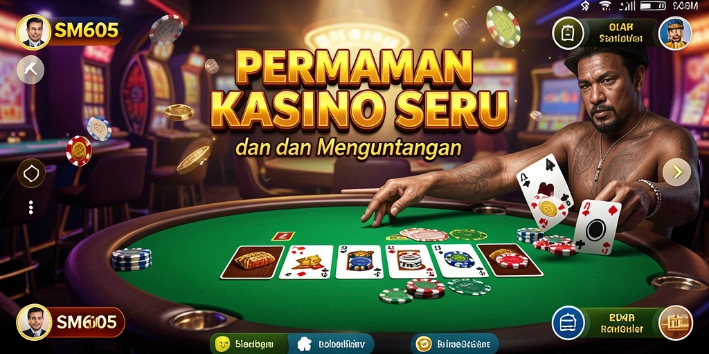 Screenshot gameplay SM605 menampilkan suasana kasino yang menarik.