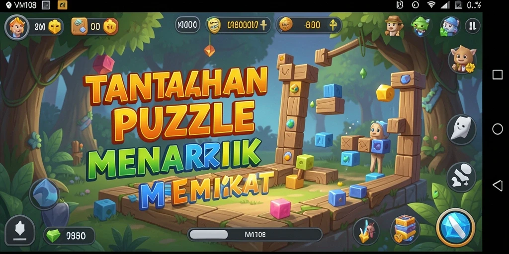 Screenshot gameplay VM108 menampilkan tantangan Puzzle yang menarik.