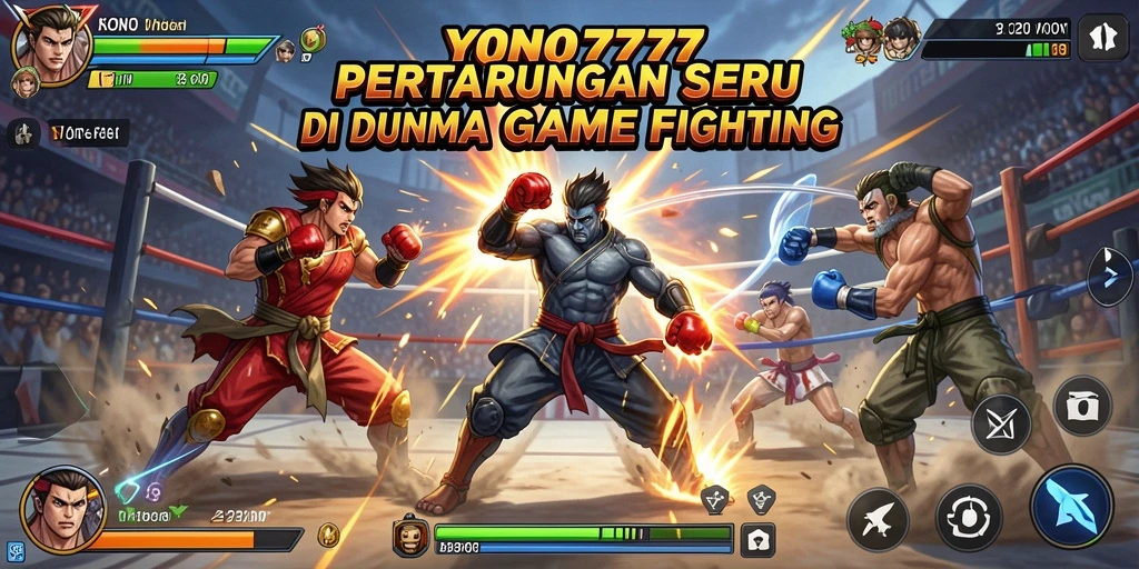Tampilan gameplay YONO777 dengan pertarungan yang intens dan karakter beragam.
