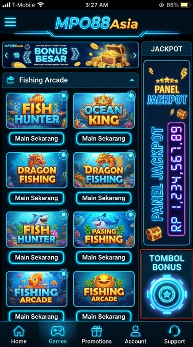 Tampilan utama aplikasi mpo88asia dengan berbagai pilihan aplikasi.